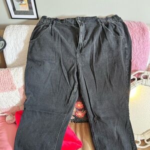 American Eagle High Rise Paper Bag mom jeans in charcoal black